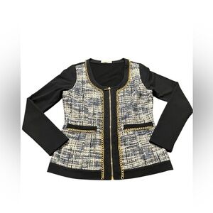 Boston Proper Sport Tweed Chain Detail Blazer Sz S